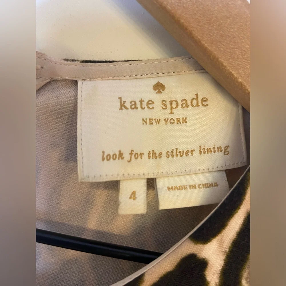 Kate Spade Short Sleeve Round Neck Autumn Leopard Knit Fit-Flare Dress Sz 4